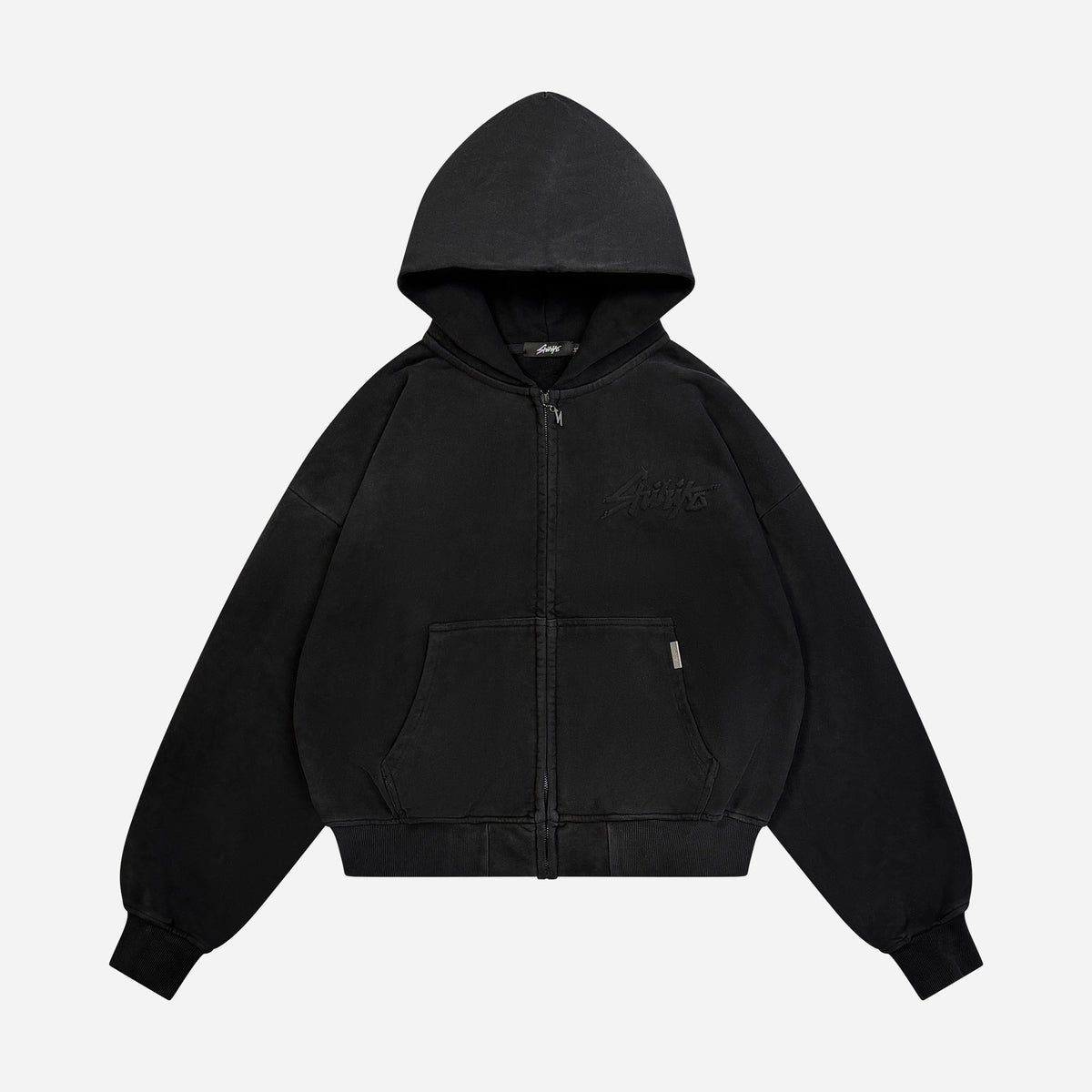 Shihiko Oversized Cropped Full-Zip Hoodie (Black)