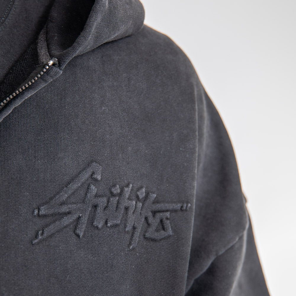 Shihiko Oversized Cropped Full-Zip Hoodie (Black)