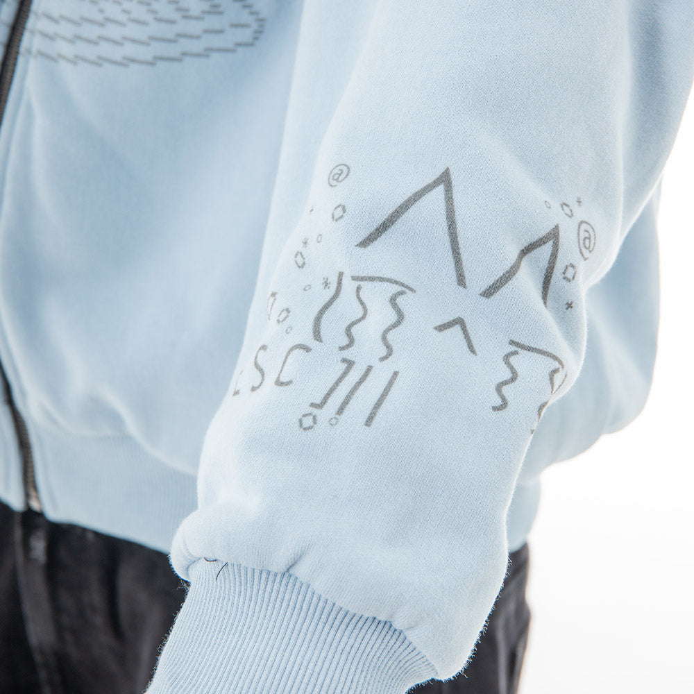 Burned Out Reversible Zip (Blue)