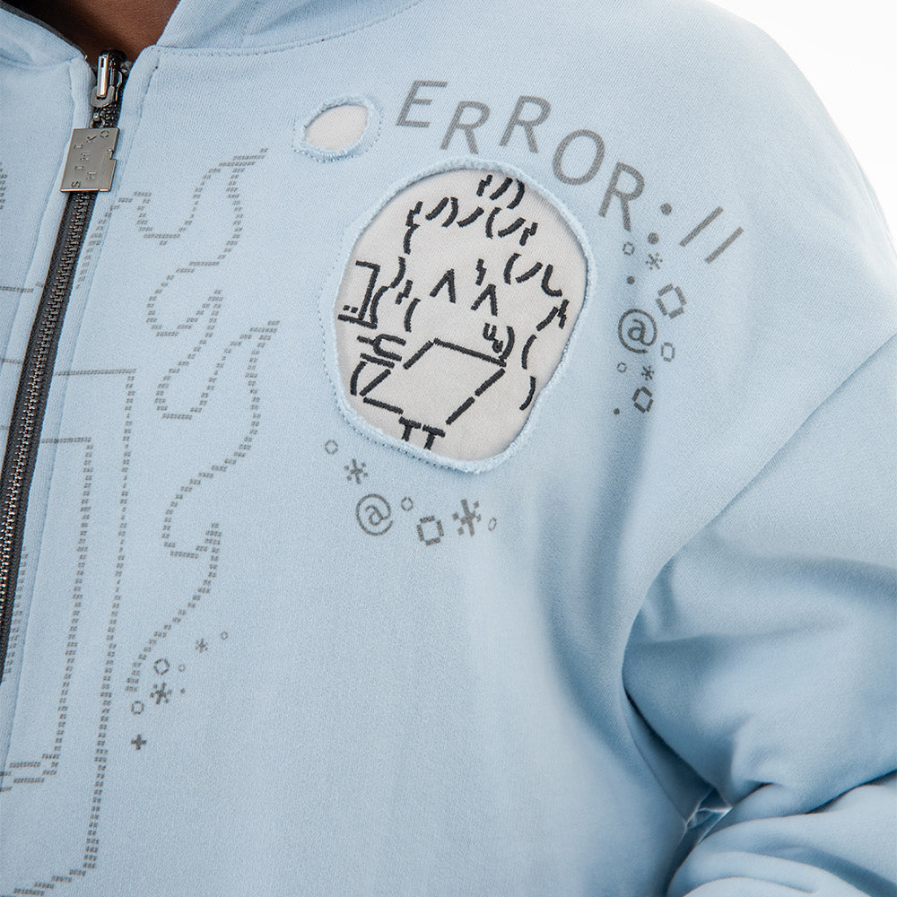 Burned Out Reversible Zip (Blue)