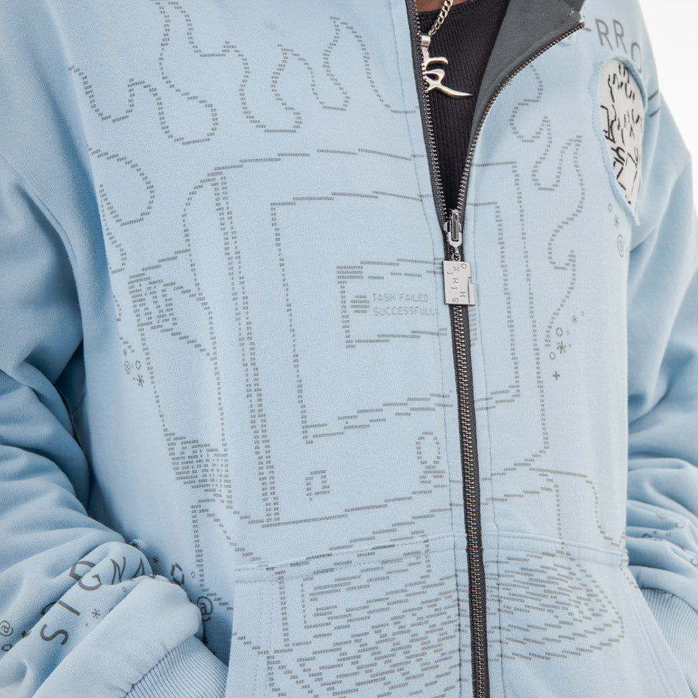 Burned Out Reversible Zip (Blue)