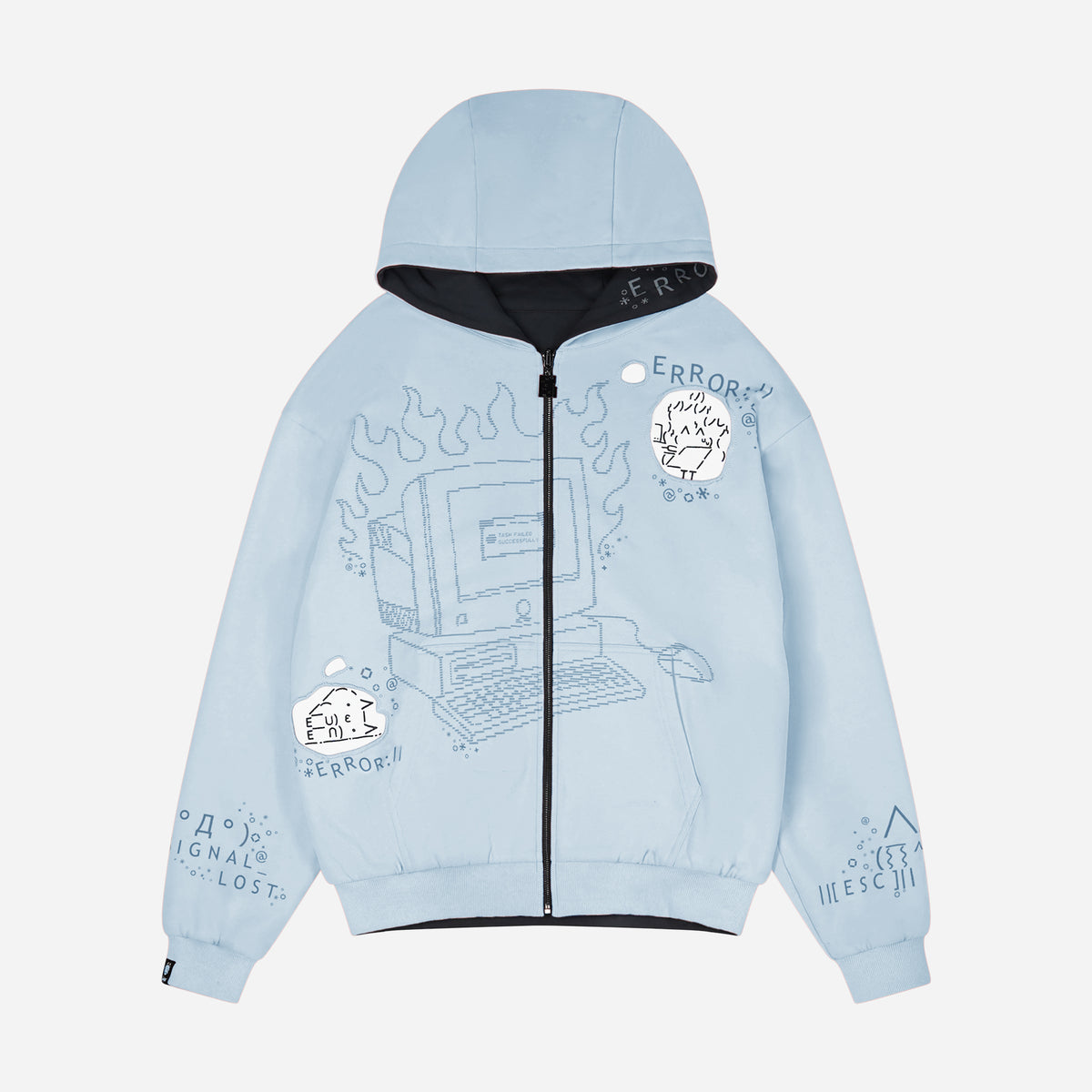 Burned Out Reversible Zip (Blue)
