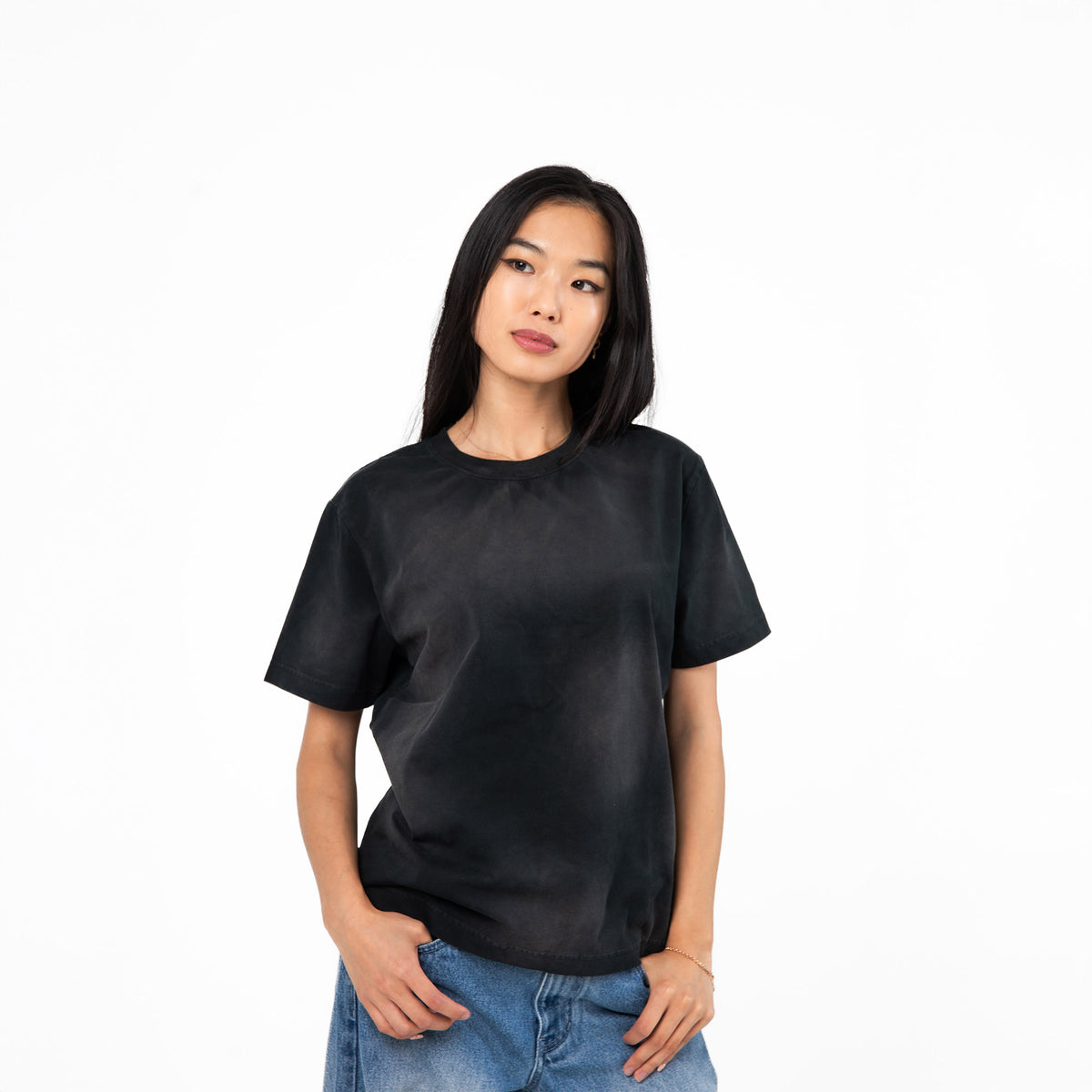 Slim Crop T-Shirt / Sun Fade Black