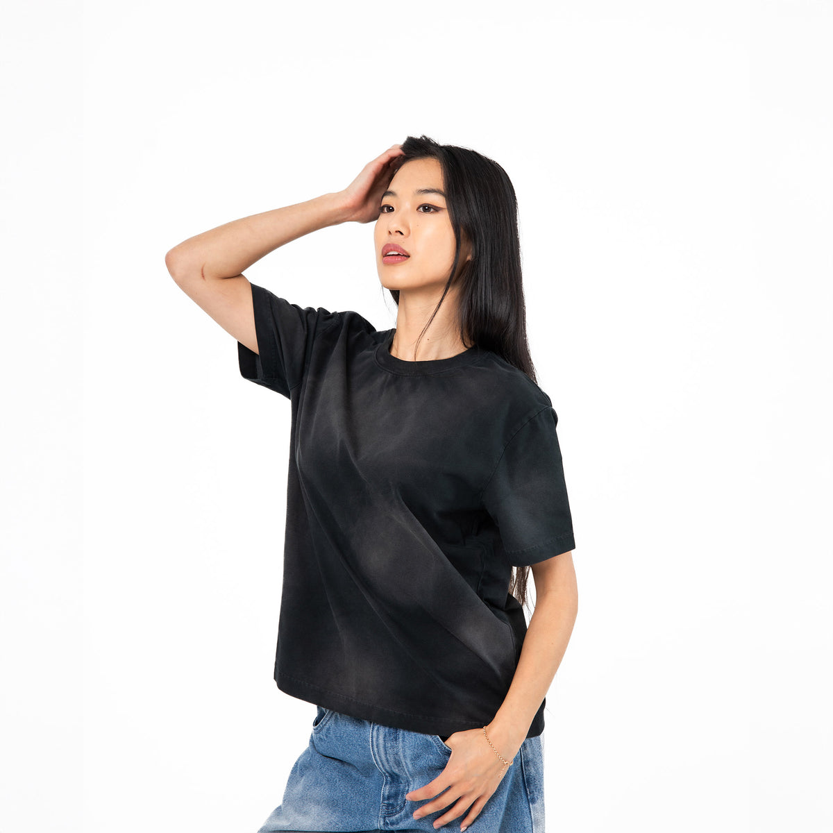 Slim Crop T-Shirt / Sun Fade Black