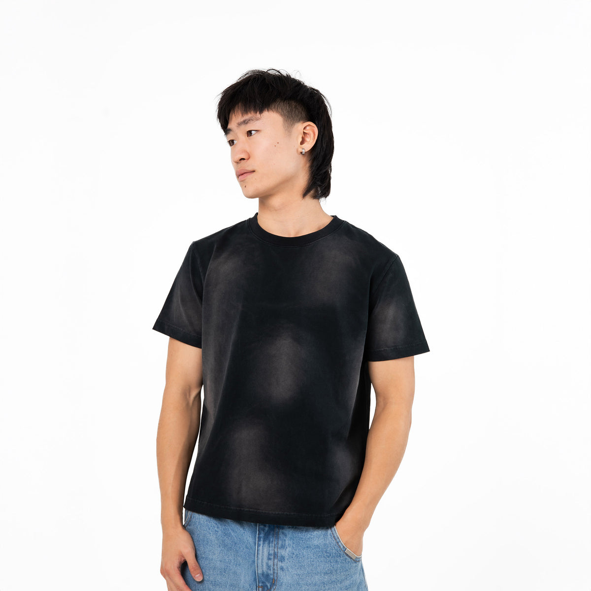 Slim Crop T-Shirt / Sun Fade Black