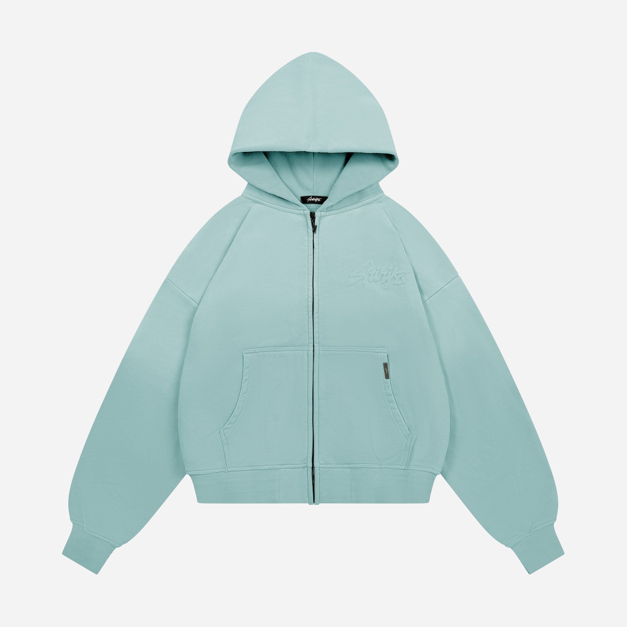 Shihiko Oversized Cropped Full-Zip Hoodie (Mint)