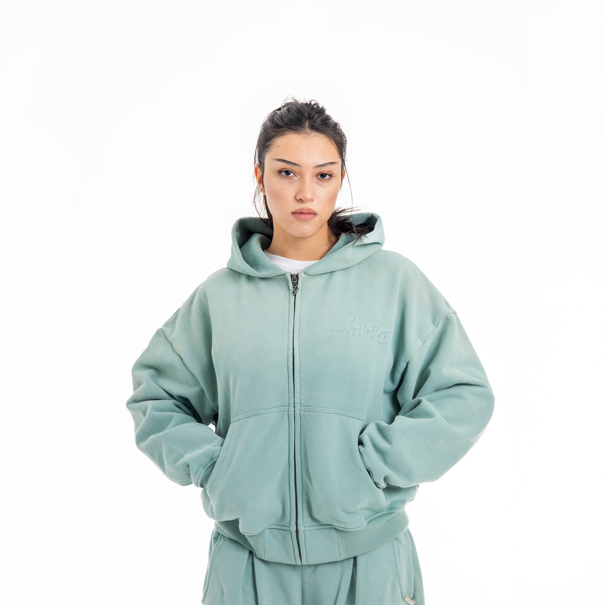 Shihiko Oversized Cropped Full-Zip Hoodie (Mint) Shihiko Oversized Cropped Full-Zip Hoodie (Mint)