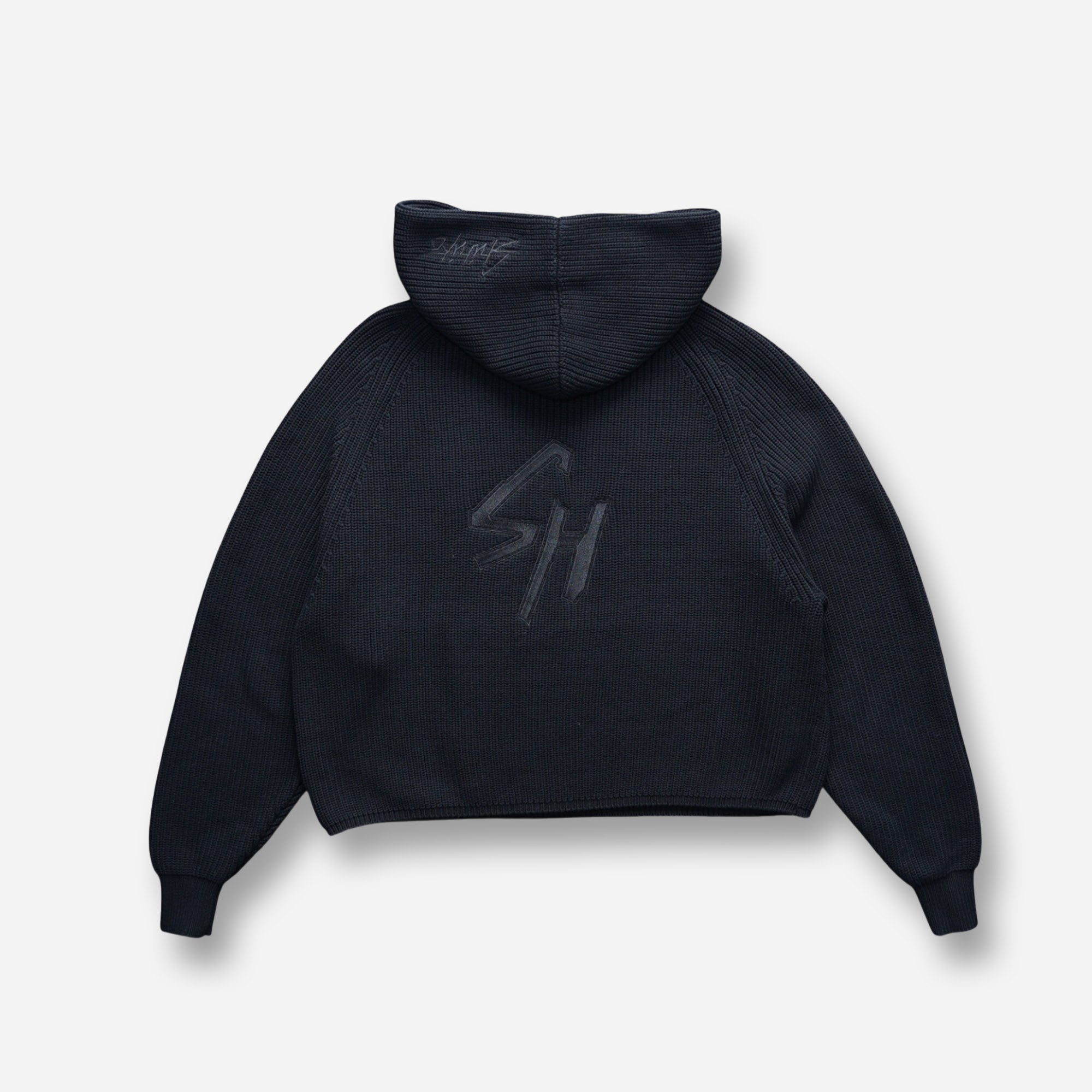 LOGO CROP KNIT HOODIE ZIPUP black 週末値下げ Pixley Crop Top Hoodie - Black - XS Gorilla Wear