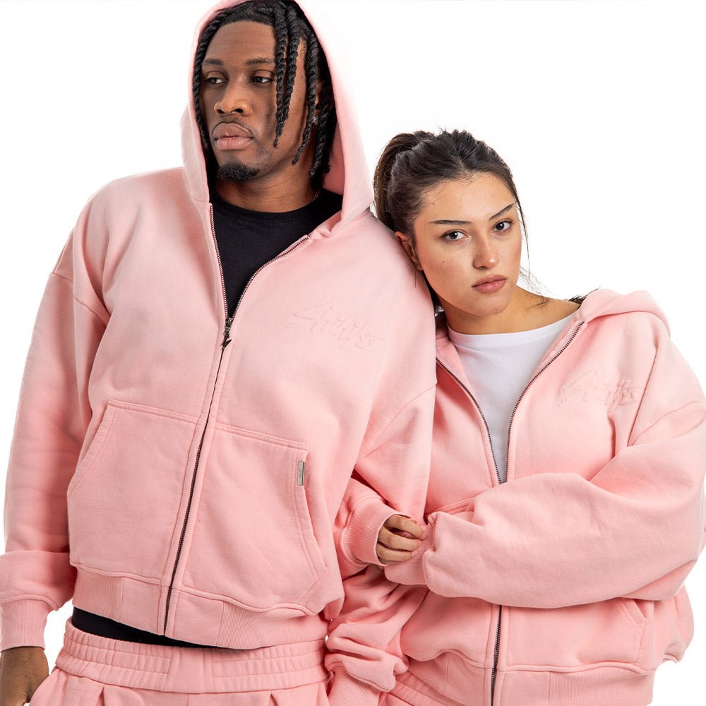 Shihiko Oversized Cropped Full-Zip Hoodie (Rose)
