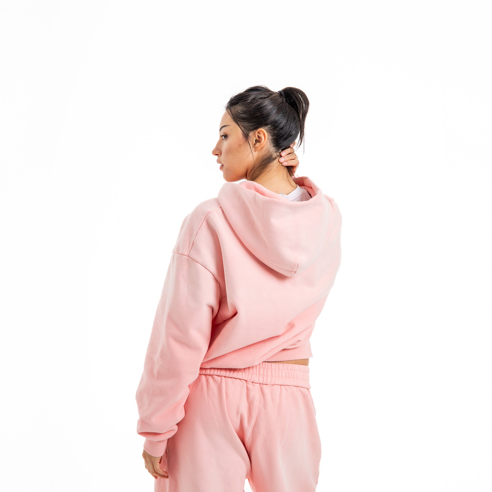 Shihiko Oversized Cropped Full-Zip Hoodie (Rose)