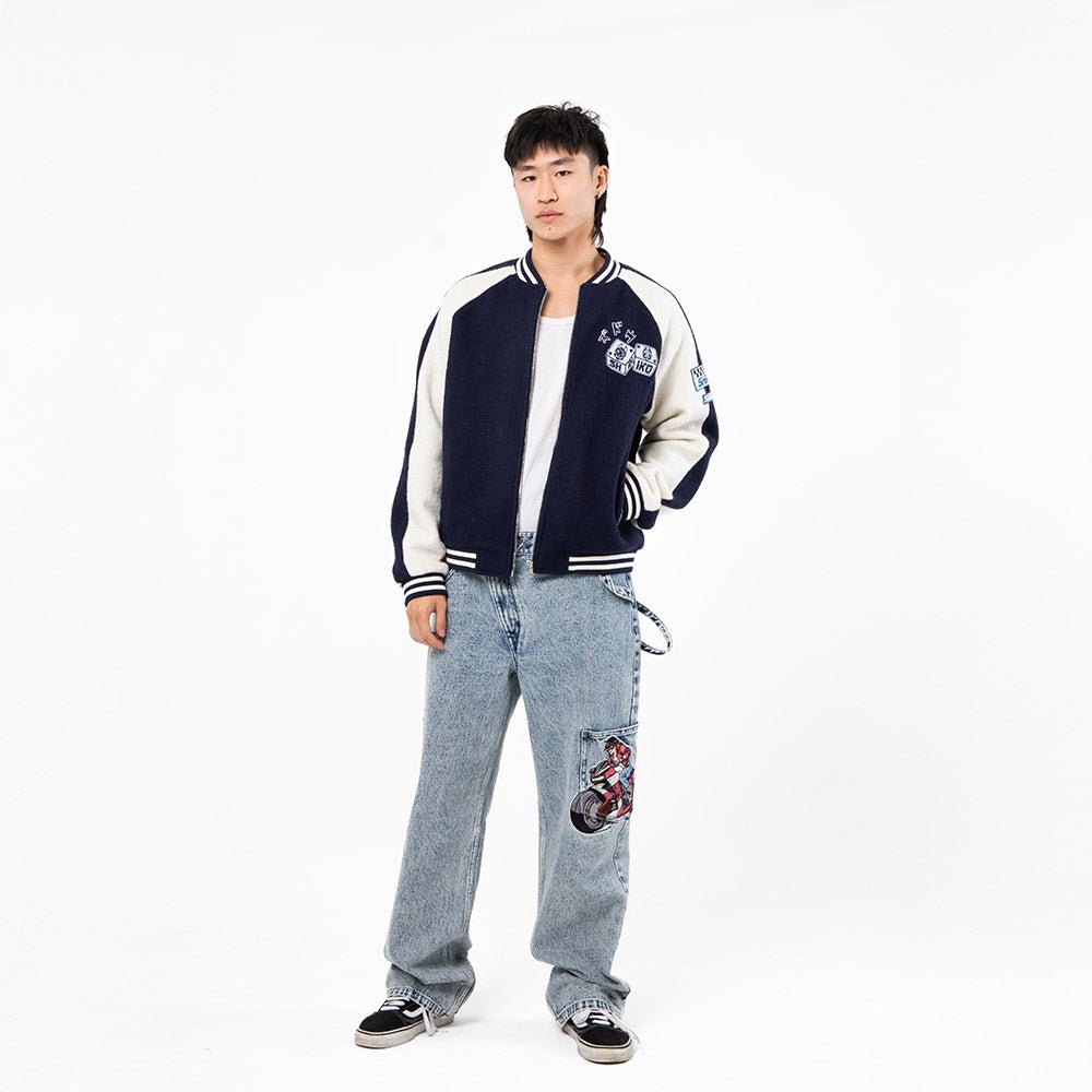 Varcity Jacket Rapper Type Jin is 5'11 wearing size M