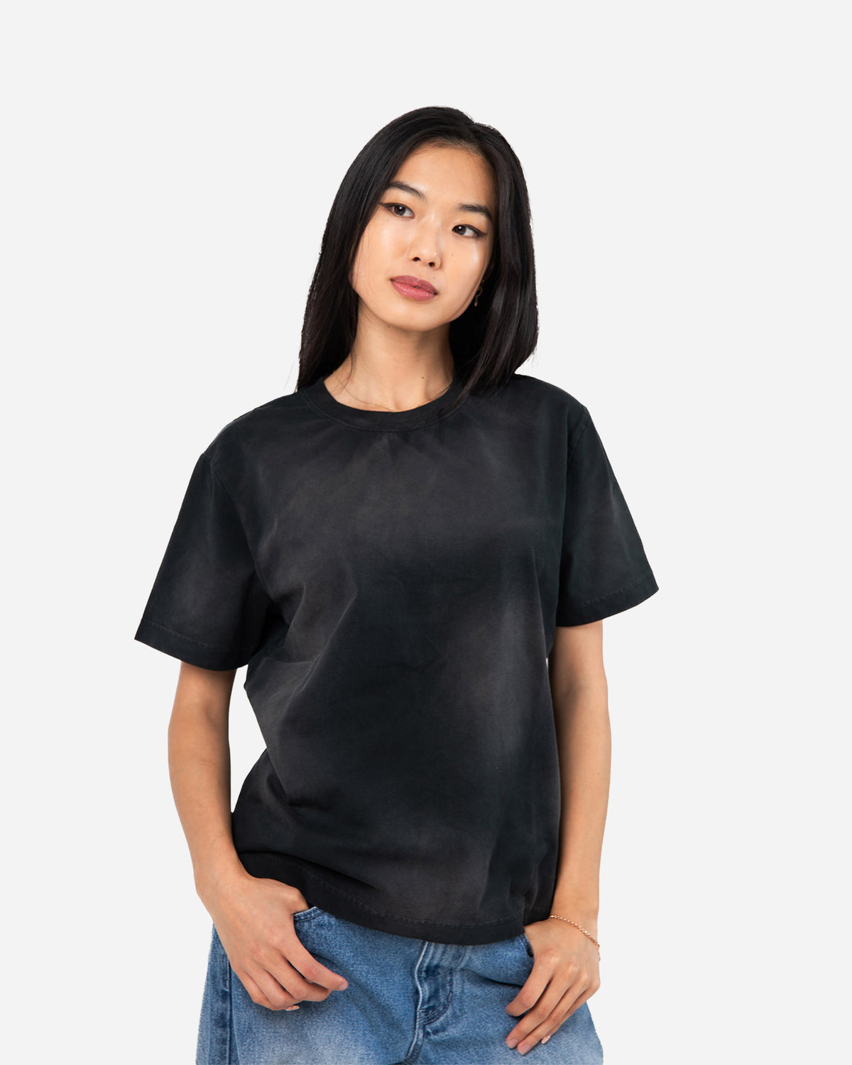 Slim Crop T-Shirt / Sun Fade Black