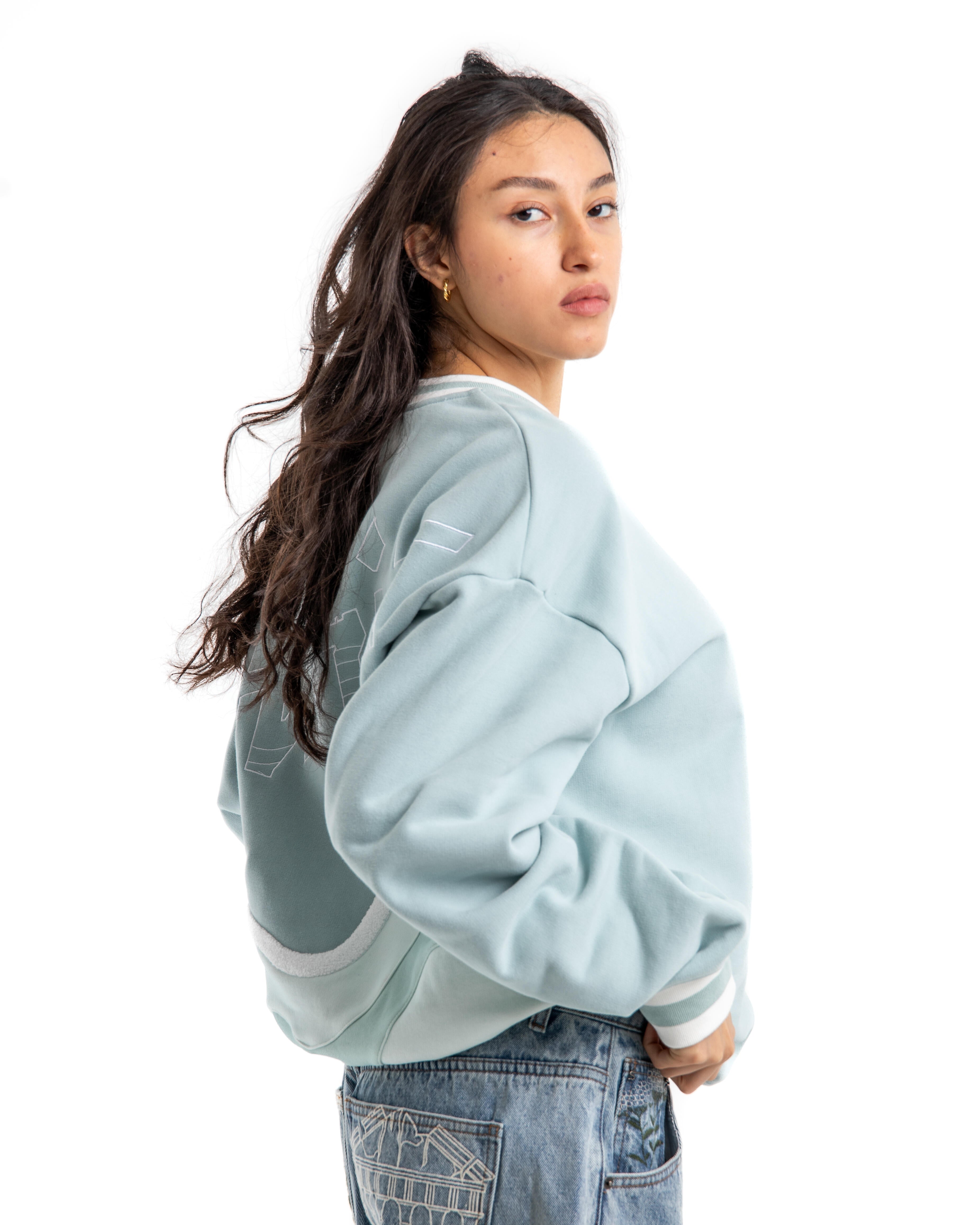 【Raucohouse】Force v-neck nylon over sweatshirt Chunky V-Neck Sweater - Contemporary Fashion in Westport