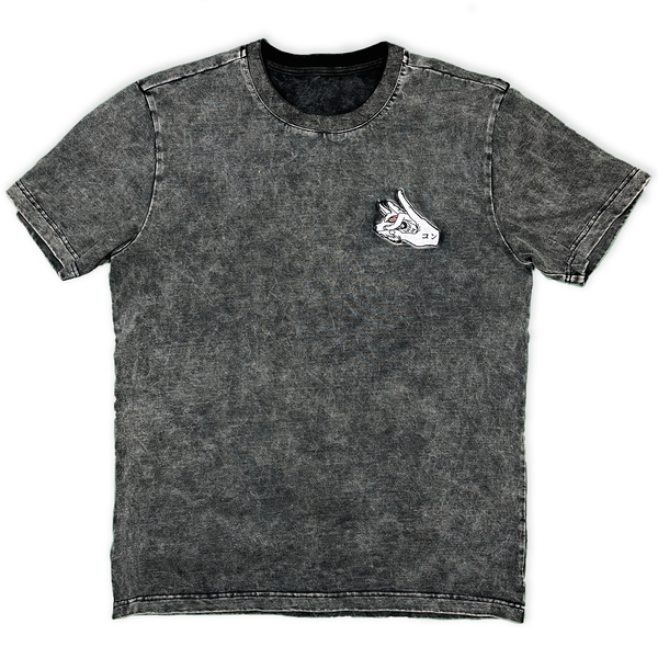 Fox Devil Acid Wash Embroidery T-shirt